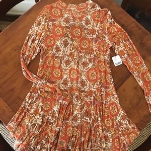 Orange Free People mock turtle neck tunic